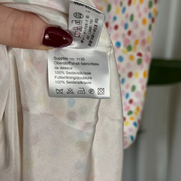 Vintage Y2K 100% Silk Polka Dot Midi Bias-Cut Princess Seam Dress size 10 - Picture 7 of 10